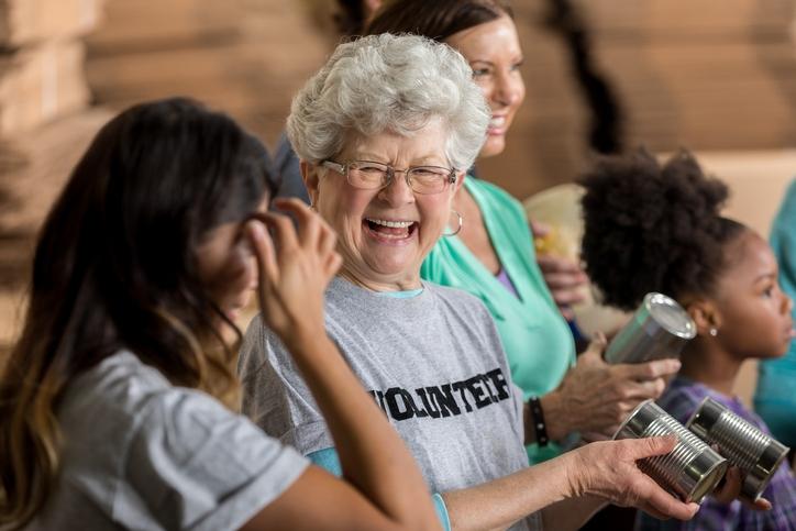 Senior woman volunteering