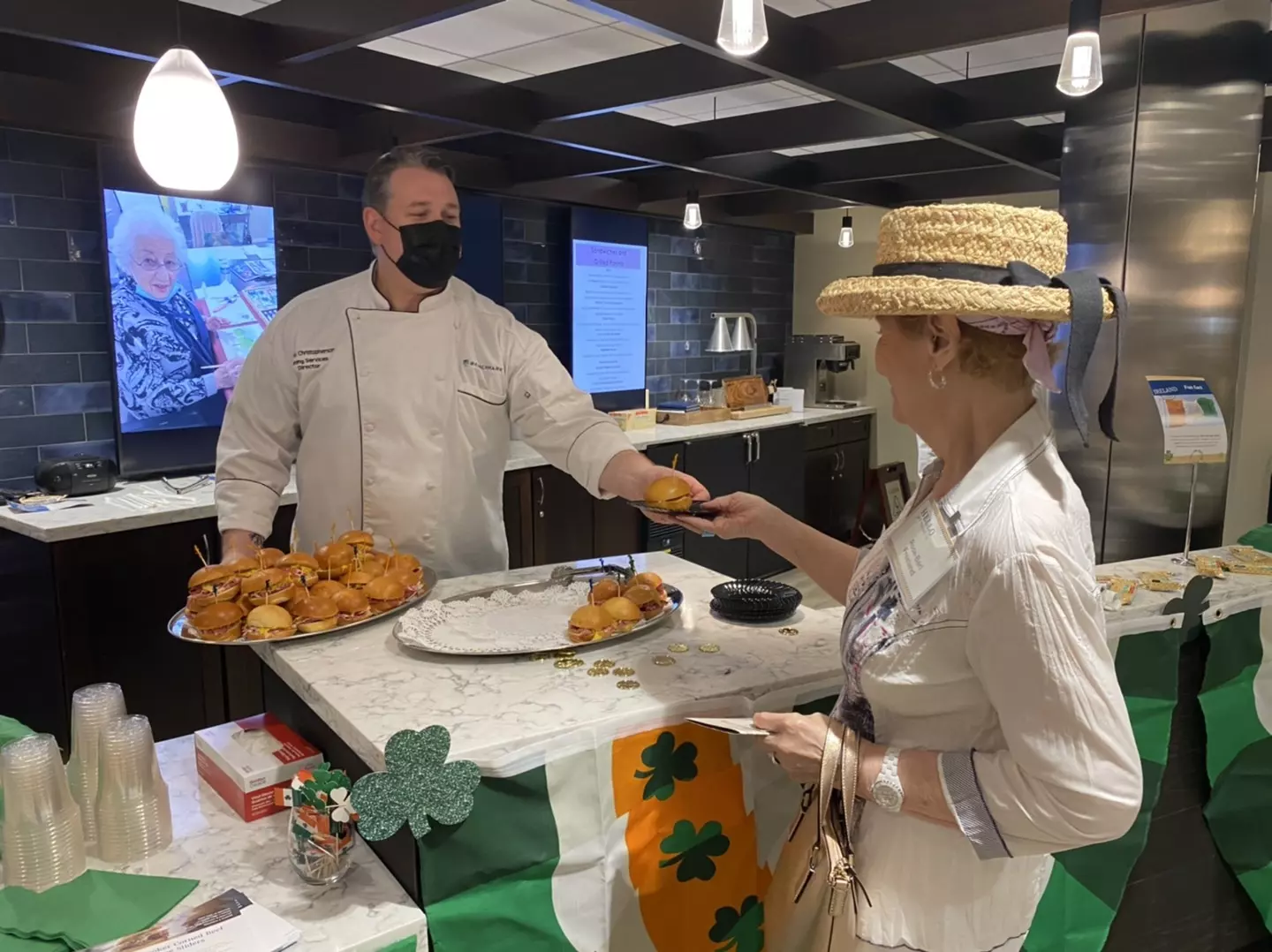 Chef serving food