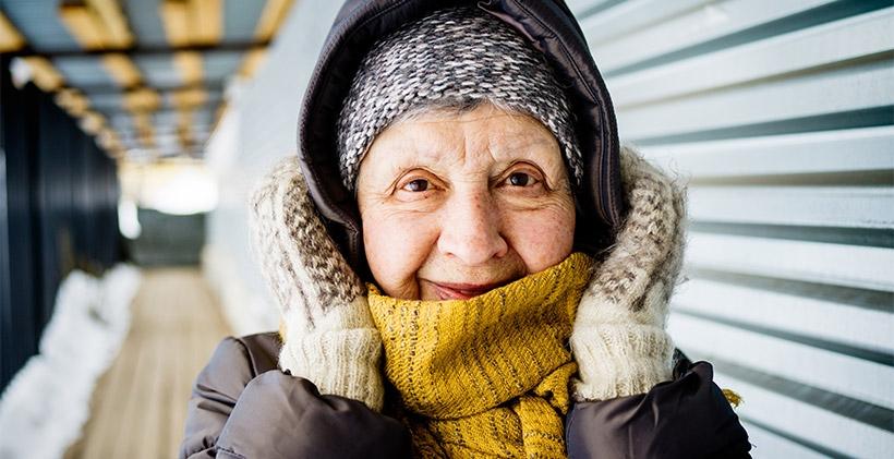 Senior woman wearing winter clothing