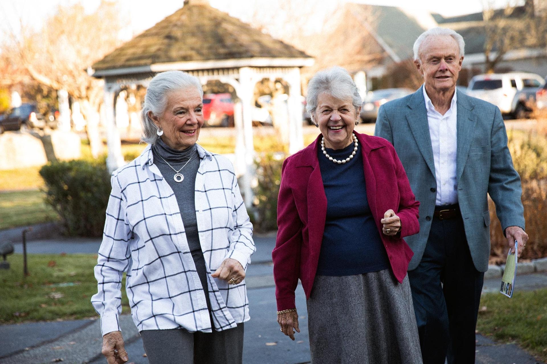 Seniors walking outdoors