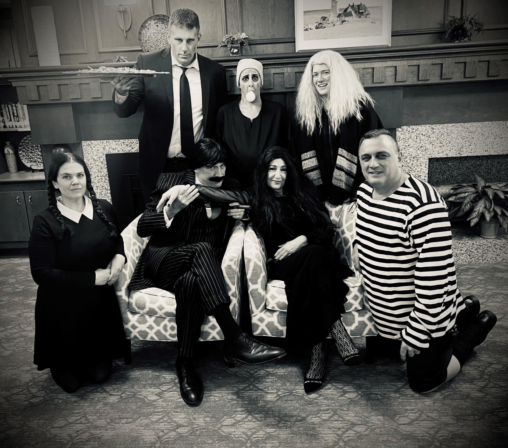 Senior living staff dressed for Halloween