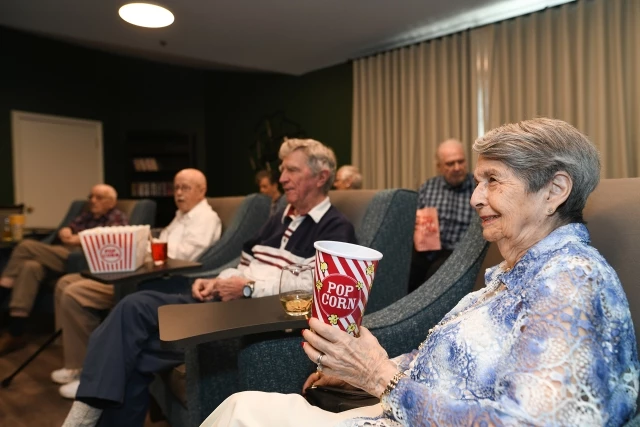Seniors watching movie