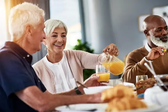 Seniors having brunch