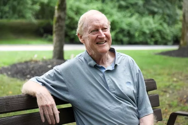 Senior man sitting on bench